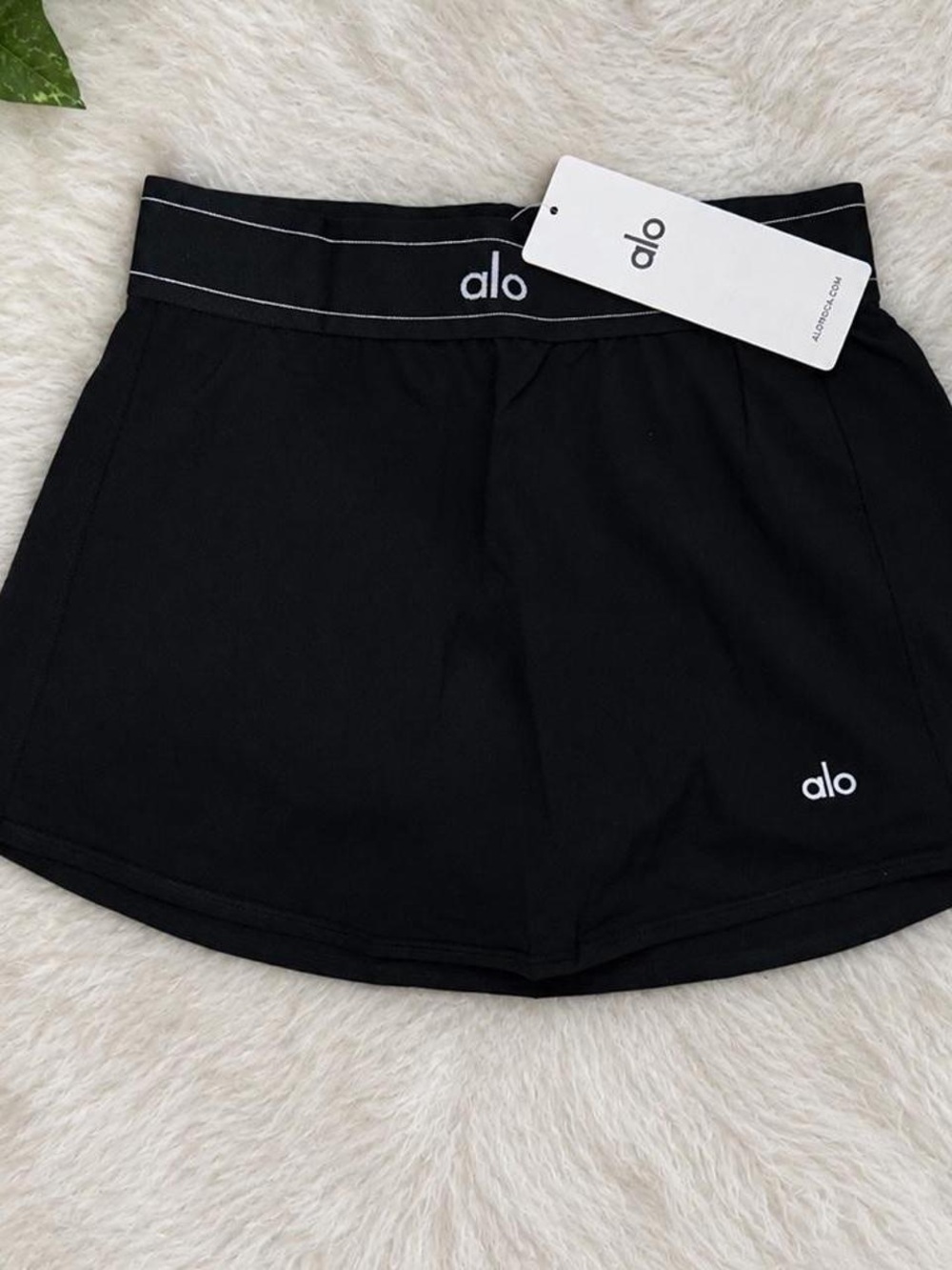 ALO Yoga Black Athletic High-Rise Shorts with Logo